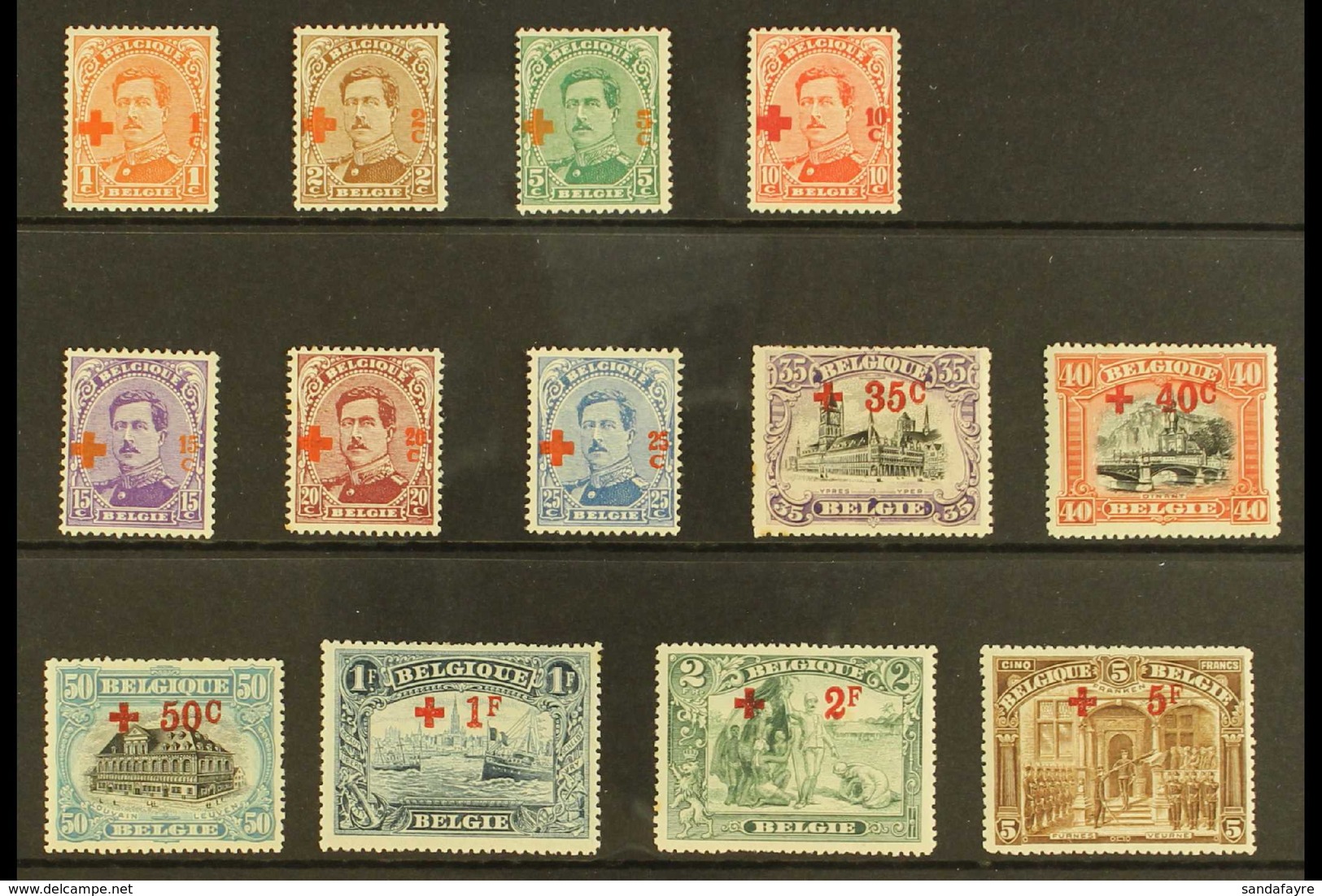 1918  Red Cross Fund Surcharged Set To 5f + 5f, Cob 150/62, SG 222/234, Fine Mint (13 Stamps) For More Images, Please Vi - Otros & Sin Clasificación