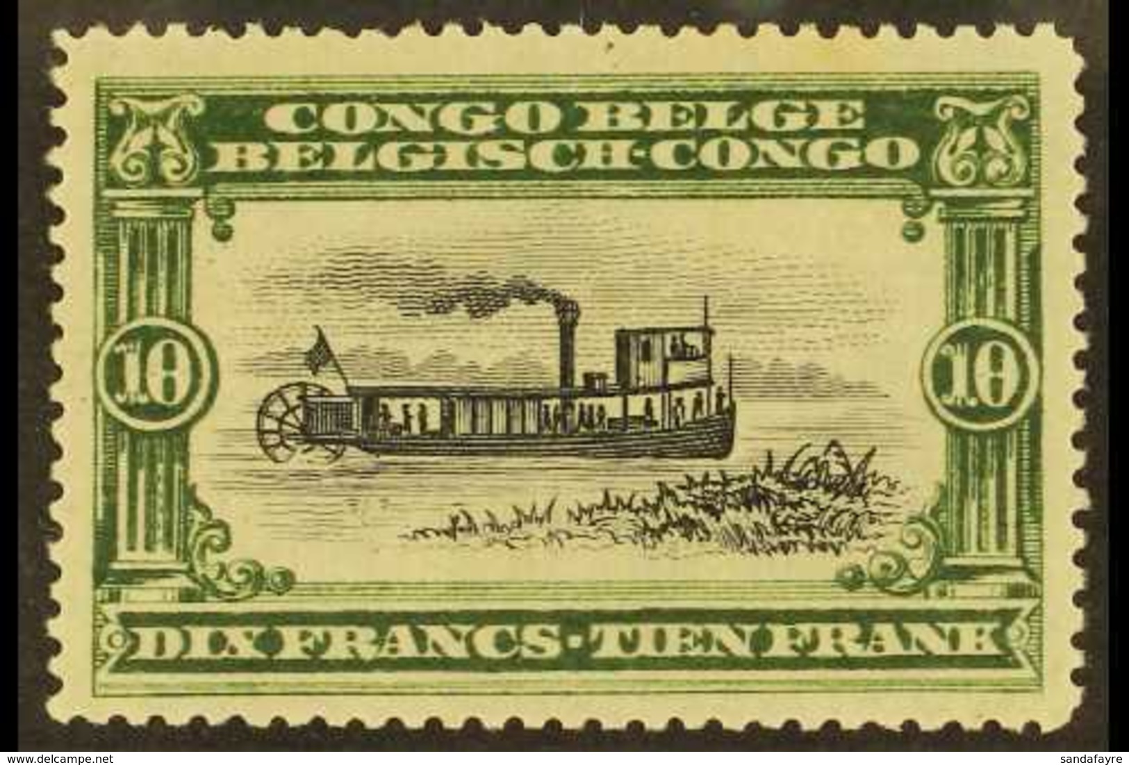 BELGIAN CONGO  1910 10f Black & Green (SG 69, COB 63), Fine Never Hinged Mint, Good Centering, Fresh. For More Images, P - Andere & Zonder Classificatie