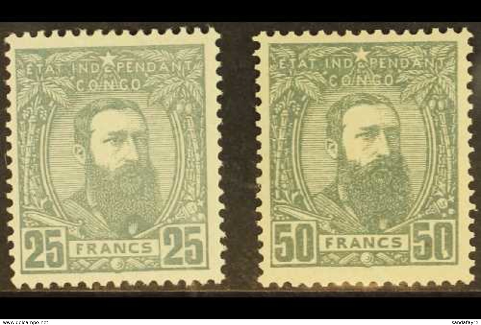 CONGO  1890 25f And 50f Grey, COB 13 A/B, Fine Mint. (2) For More Images, Please Visit Http://www.sandafayre.com/itemdet - Andere & Zonder Classificatie