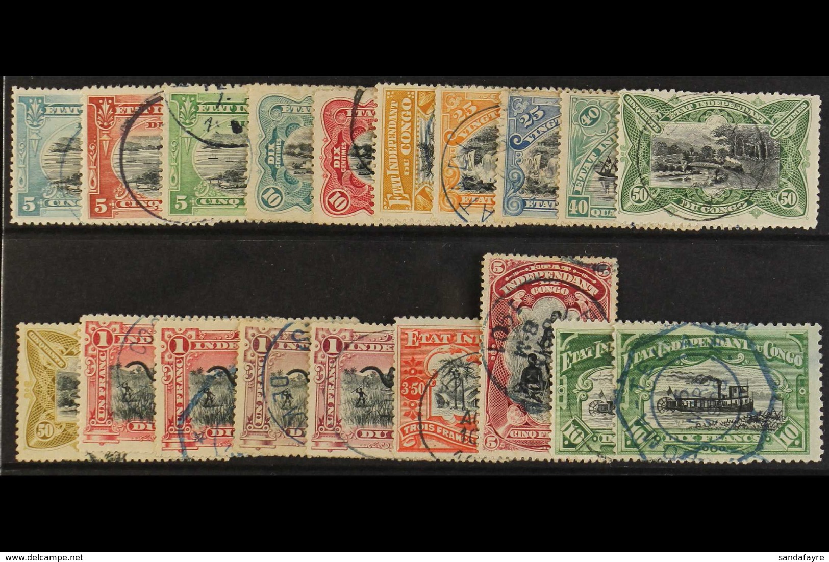 CONGO  1894-1901 Pictorial Issue, The Complete Set (less 10c Brown Red), COB 14/29, With Additional Perfs Of 1f Carmine  - Other & Unclassified