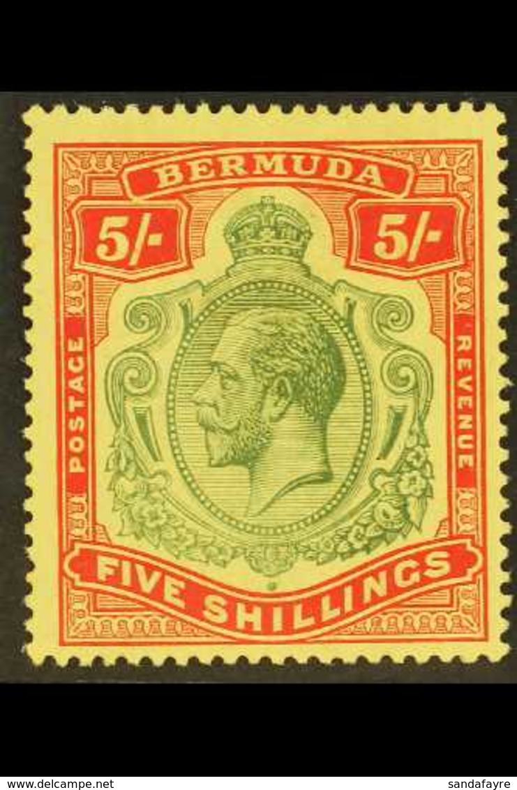 1918-22  5s Deep Green & Deep Red/yellow, SG 53, Very Fine Mint For More Images, Please Visit Http://www.sandafayre.com/ - Bermudes