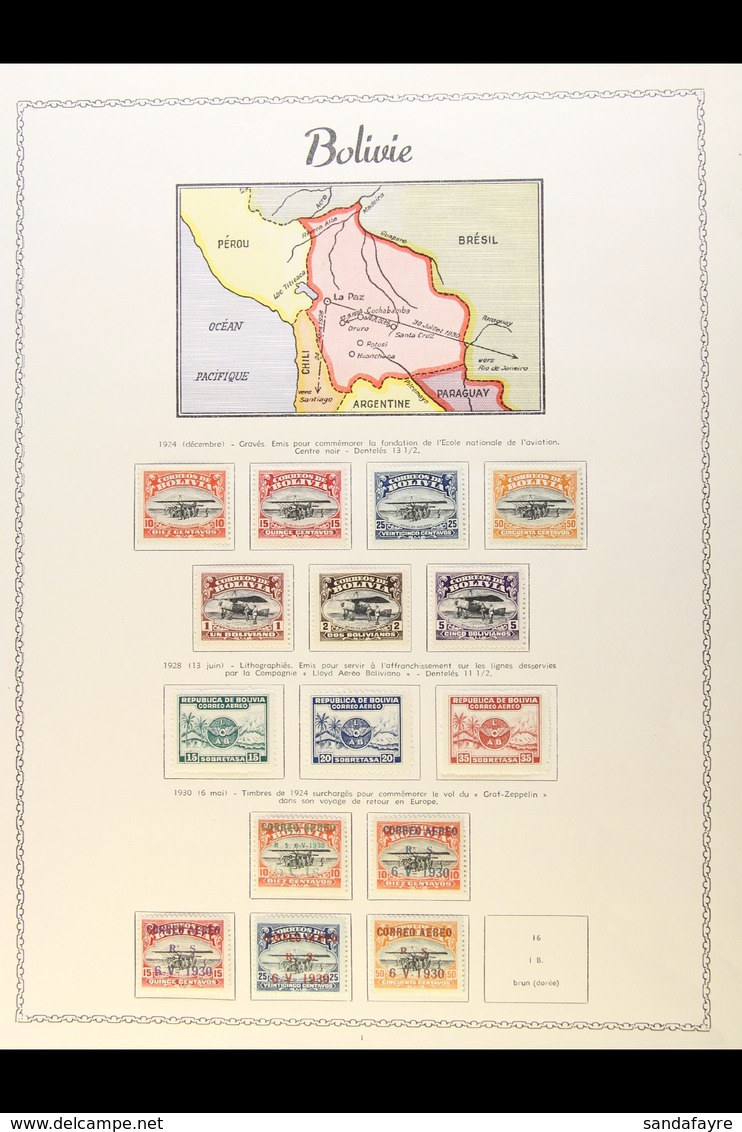 AIR POST ISSUES  1924-1947 COMPREHENSIVE FINE MINT COLLECTION On Pages, All Different, Inc 1924 Set, 1930 5c On 10c, 10c - Bolivië