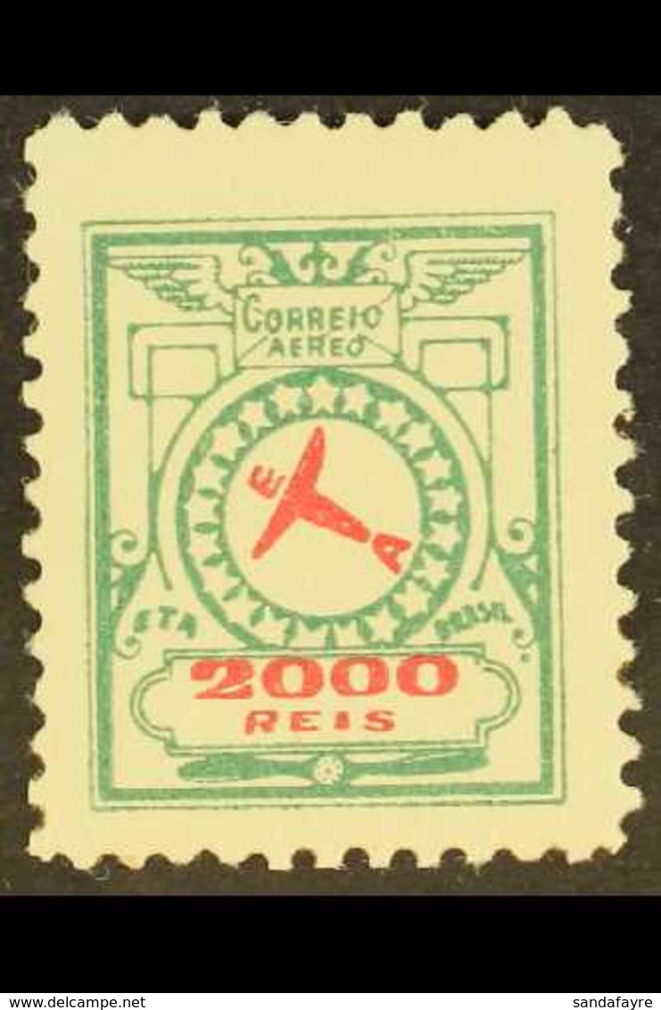 ETA  1939 2000r Green & Red On Thick Paper Air Local Private Company (Scott 2CL4, Michel E4), Fine Mint, Fresh. For More - Altri & Non Classificati
