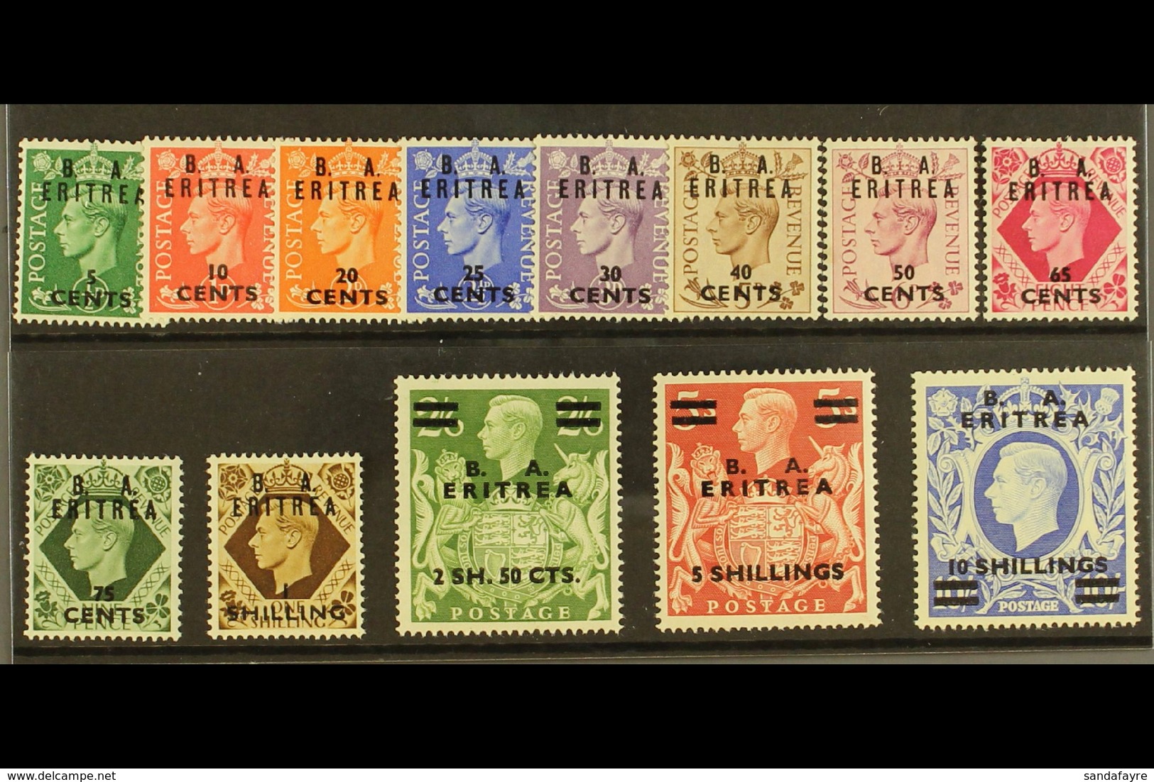 ERITREA  1950 "B. A. ERITREA" Complete Set, SG E13/25, Very Fine Mint, Most (including Top Three Values) Never Hinged. ( - Afrique Orientale Italienne