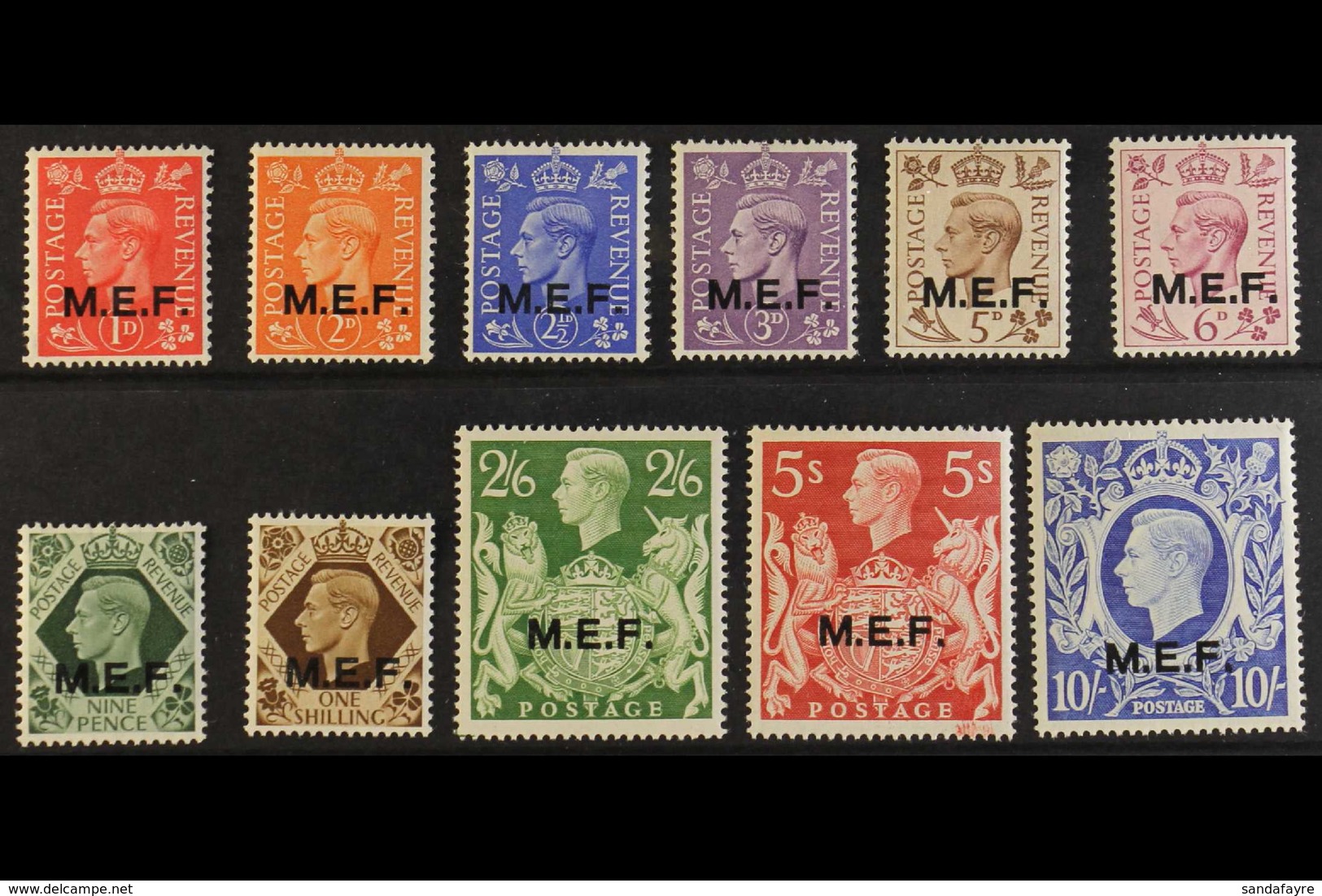 MIDDLE EAST FORCES   1943-47 M.E.F Overprinted GB Set, SG M11/21, Never Hinged Mint (11 Stamps) For More Images, Please  - Afrique Orientale Italienne