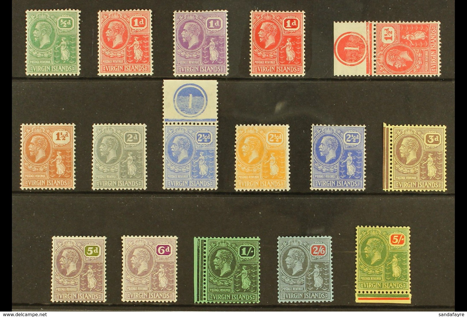 1922-28  Multi Script Watermark Definitive Set, SG 86/101, Some As Marginal Or Control Singles, Superb Very Lightly Hing - Britse Maagdeneilanden