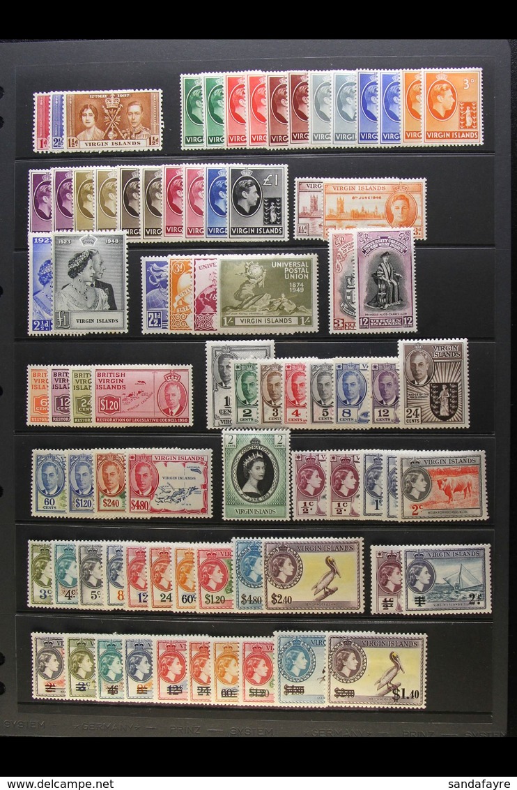 1937 - 1970  Complete Mint Collection Including Geo VI Badge Issue Ordinary Paper Varieties. Lovely Fresh Collection. (1 - British Virgin Islands