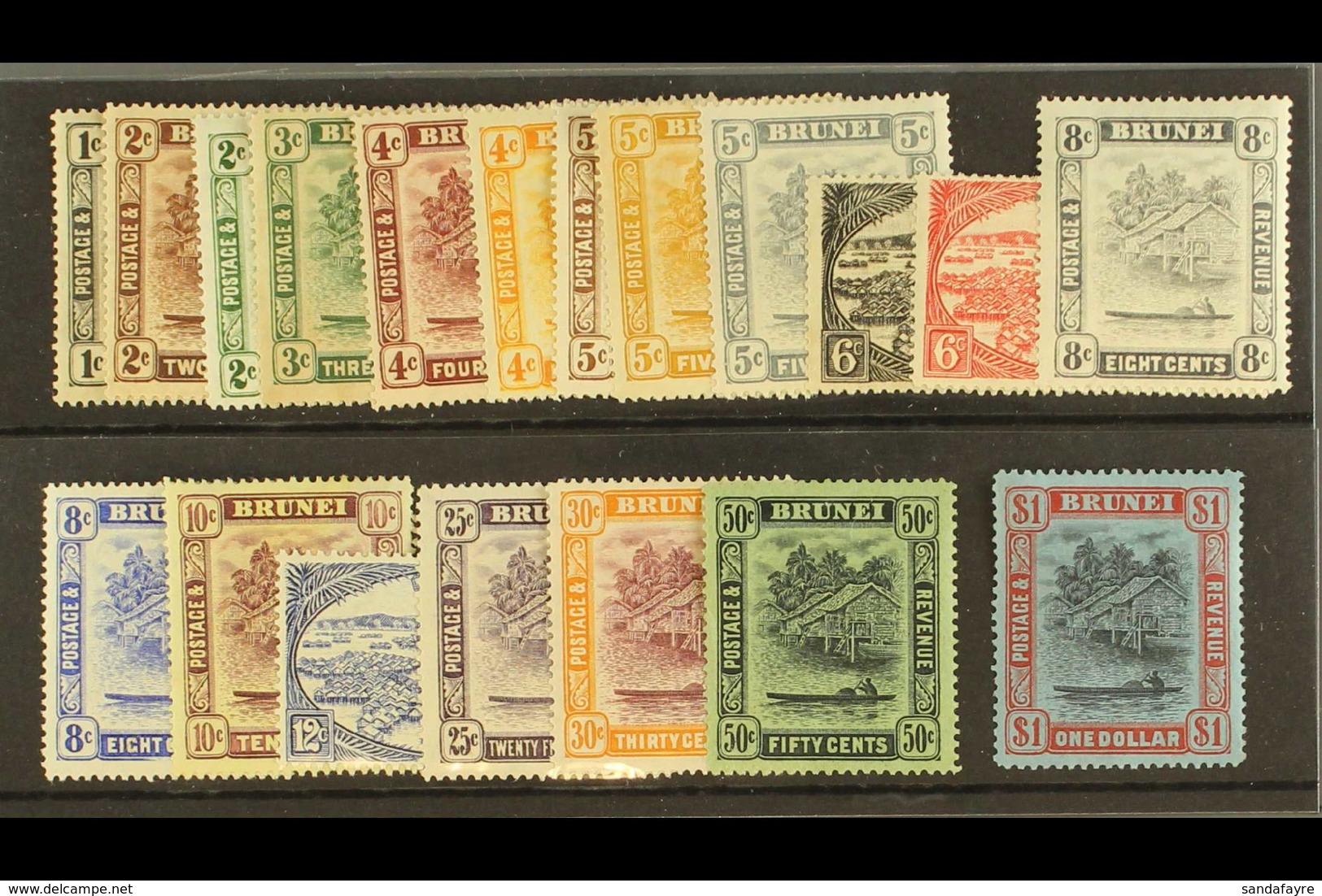 1924 - 37  Complete Set To $1, Wmk Script CA, SG 60/78, Mint, Few Lower Vals With Toned Gum Otherwise Fine To Very Fine  - Brunei (...-1984)