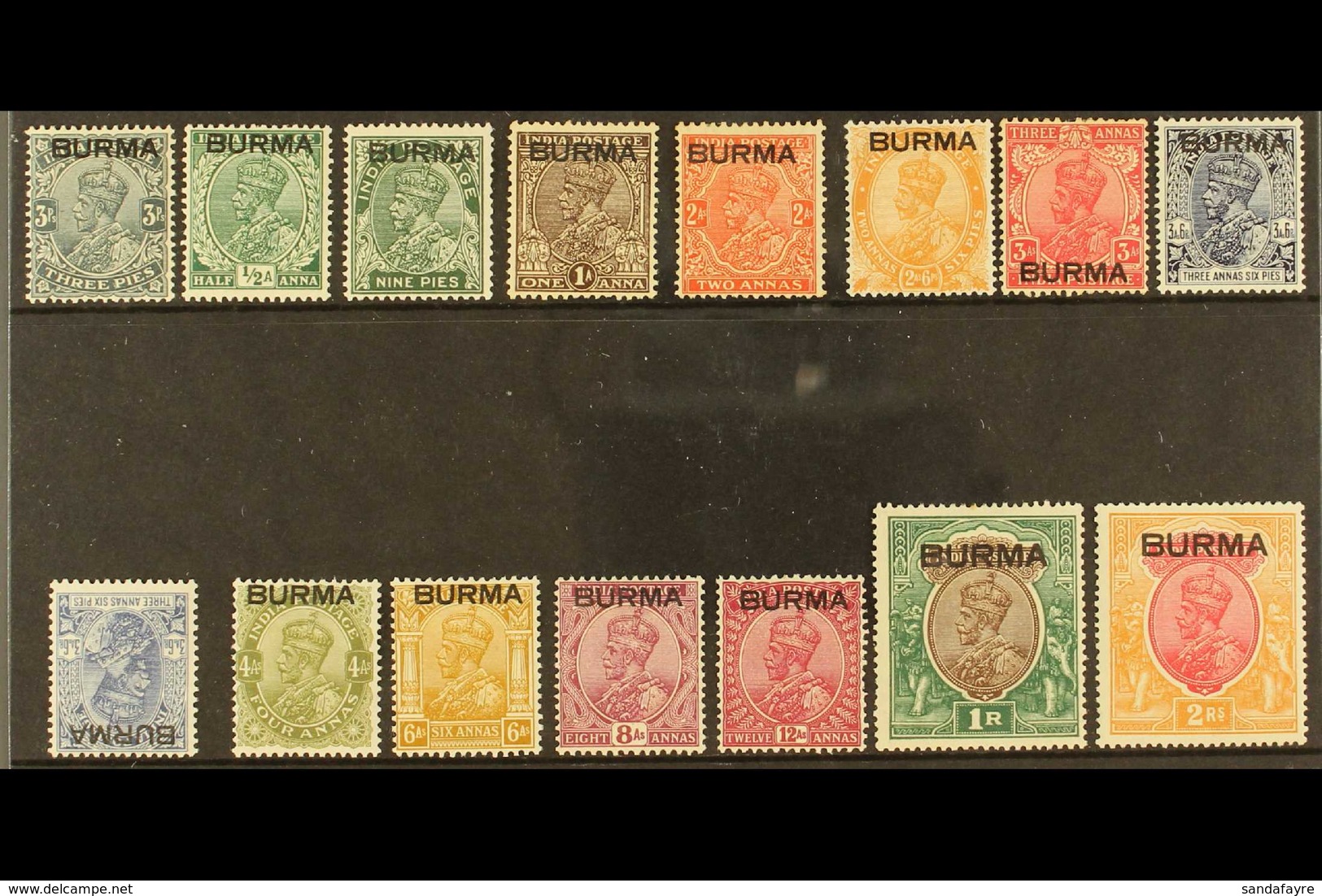1937 MINT SELECTION.  ALL DIFFERENT & Includes All Values To 2r Inc 3a6p Dull Blue Inv Wmk, SG 1/14, Mostly Fine Mine, 3 - Birma (...-1947)