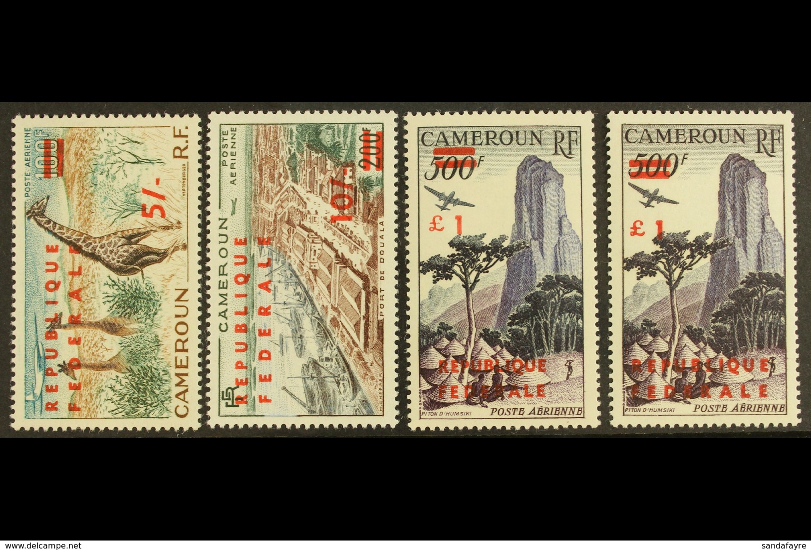 1961  Air "Republique Federale" Overprints Complete Set Inc £1 On 500f Both Types, Yvert 49/51 & 51a, Very Fine Never Hi - Other & Unclassified
