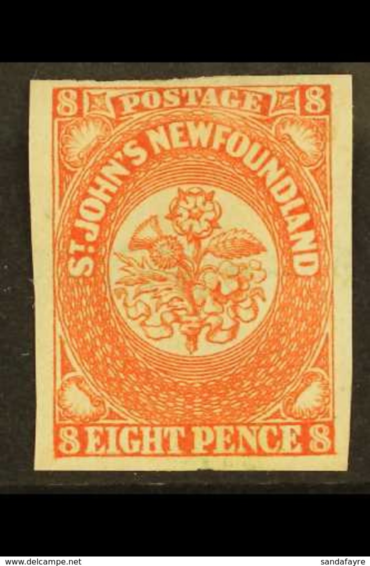 1857  8d Scarlet Vermilion, SG 8, Very Fine Mint, Large Part Og. For More Images, Please Visit Http://www.sandafayre.com - Otros & Sin Clasificación