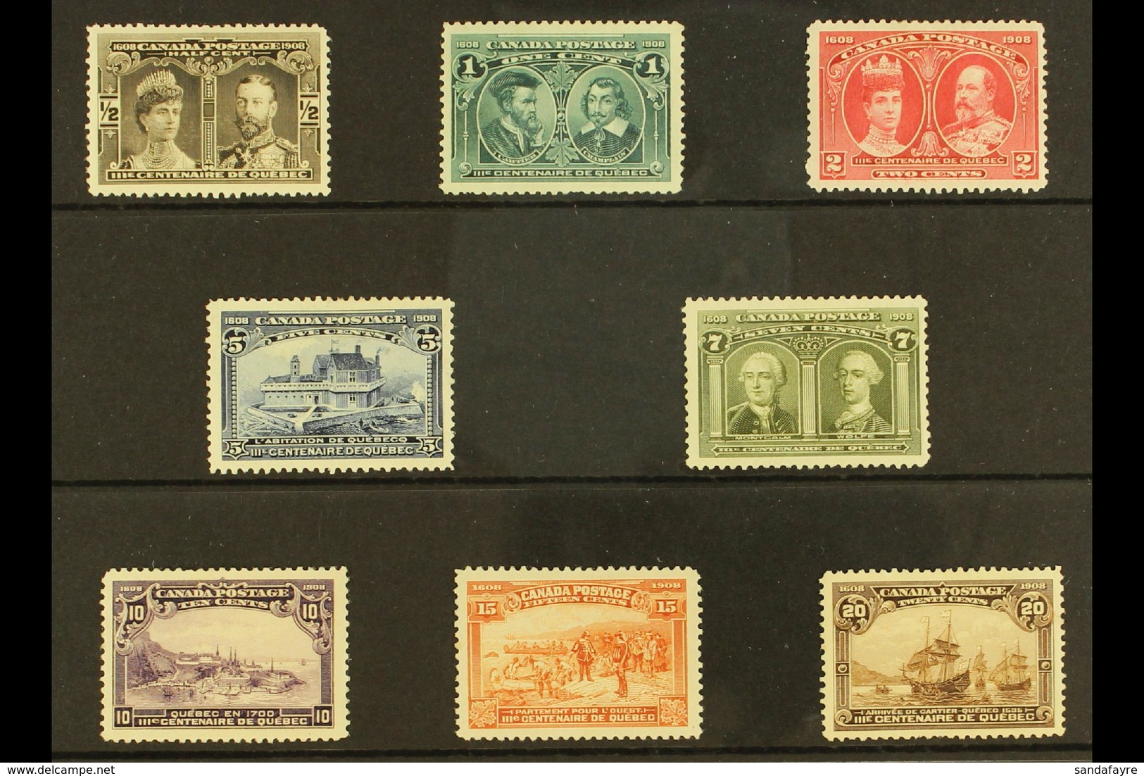 1908  Quebec Tercentenary Set Complete, SG 188/195, Very Fine Mint Large Part OG With Much Better Than Normal Centering  - Altri & Non Classificati