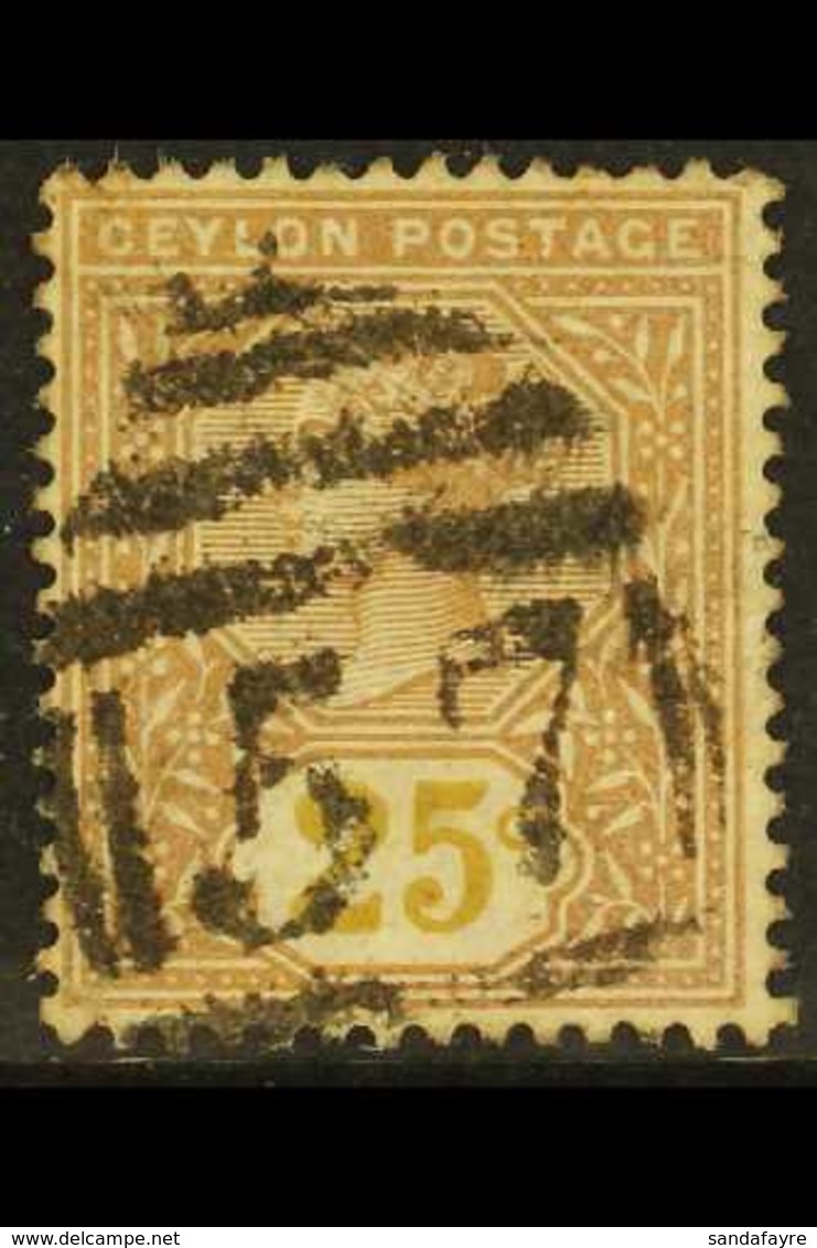 1886  25c Yellow-brown With Value In Yellow, SG 198a, Fine Used. For More Images, Please Visit Http://www.sandafayre.com - Ceylon (...-1947)