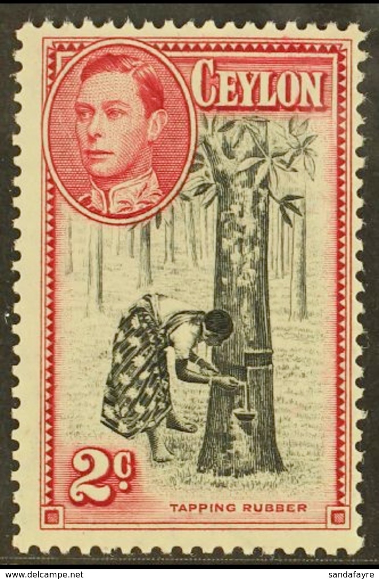 1938  2c Black And Carmine, Perf 13½x13, SG 386a, Very Fine And Fresh Mint. For More Images, Please Visit Http://www.san - Ceylon (...-1947)