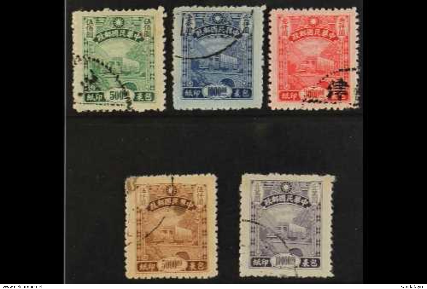 1944-45  PARCELS POST Set Complete To $10,000, SG P711/P715, Very Fine Used, The $5,000 With Staining (5 Stamps) For Mor - Sonstige & Ohne Zuordnung