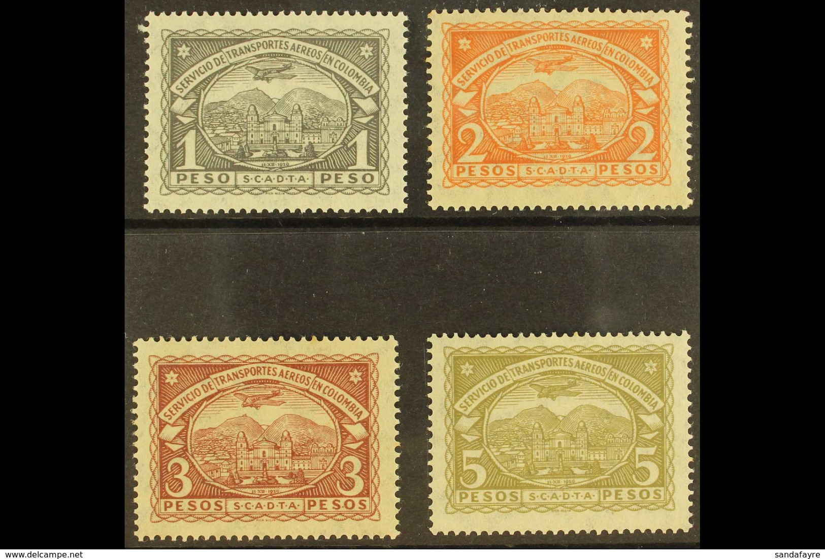 PRIVATE AIRS - SCADTA  1923-28 Top Values, 1p To 5p (SG 46/49, Sc C47/50), Never Hinged Mint. Lovely! (4 Stamps) For Mor - Colombia