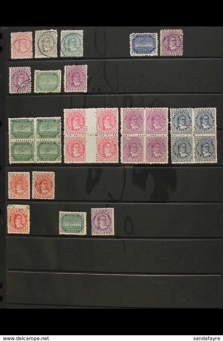 1893-1919 QUEEN AND TERN ISSUES COLLECTION  Incl. 1893-1900 Perf. 12 X 11½ 1d, 5d And 10d Fine Used, 1902 ½d Block Of Fo - Islas Cook