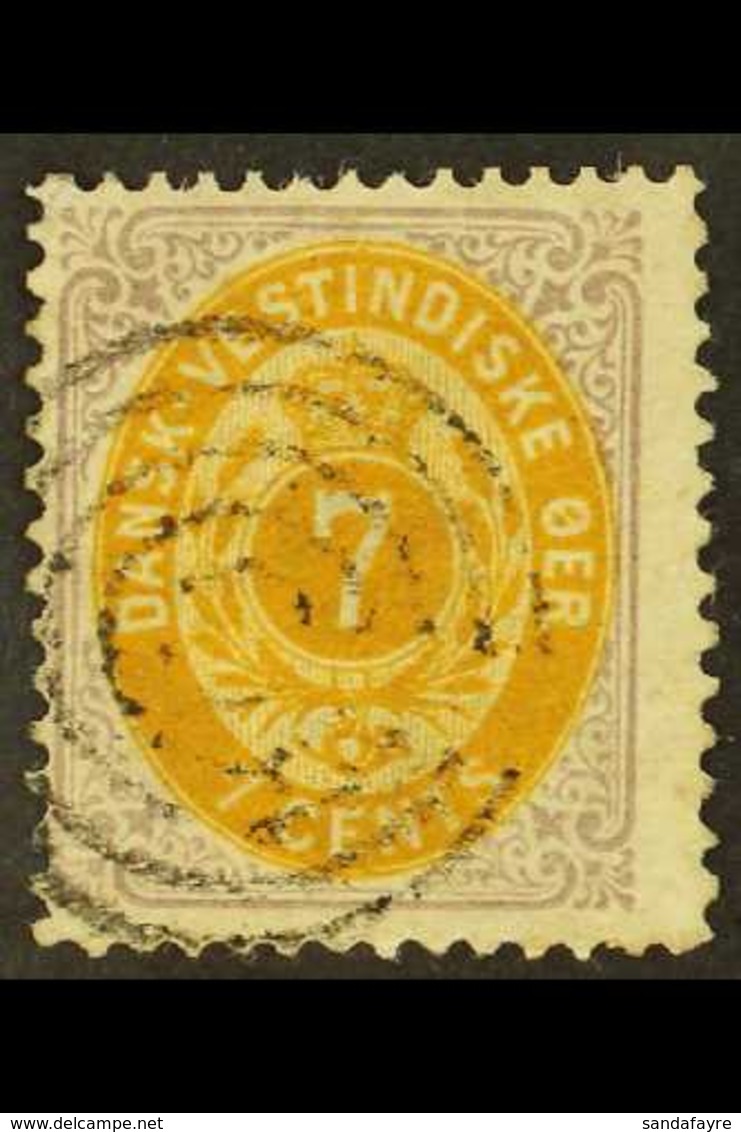 1873-1902  7c Yellow-ochre And Slate Lilac, SG 20, With Neat Target Cancel.  For More Images, Please Visit Http://www.sa - Deens West-Indië