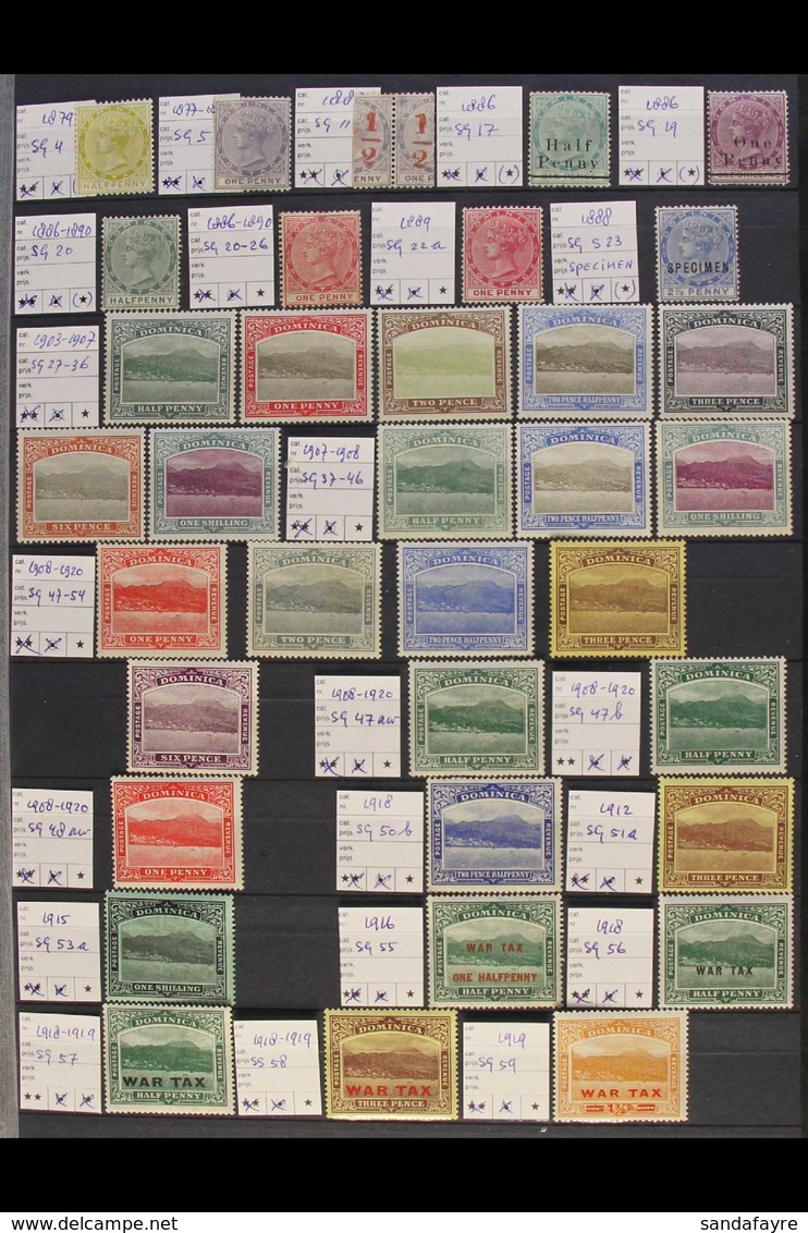 1879-1966 FINE MINT COLLECTION  Good Looking Lot, Housed On Stock Pages, We Note 1882-3 ½(d) On Half 1d In A Pair, 1903- - Dominica (...-1978)