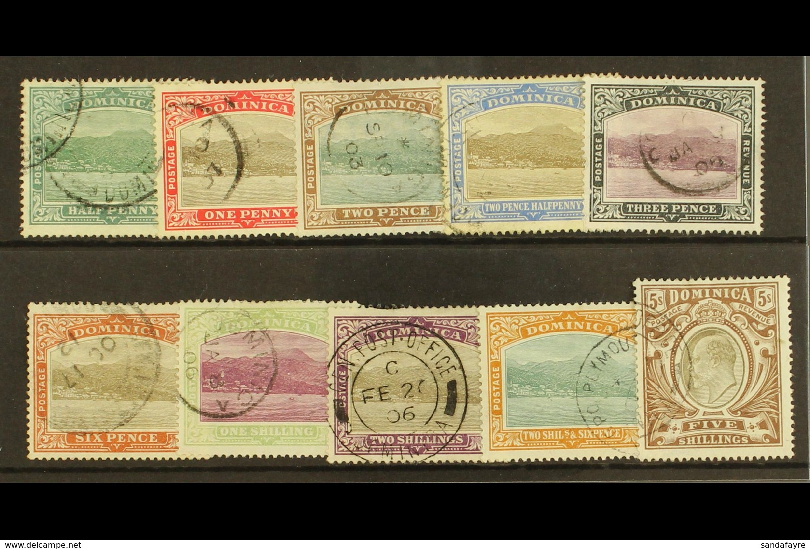 1903-07  Complete Definitive Set, SG 27/36, Fine Used, The 2d With Light Crayon Mark (10 Stamps) For More Images, Please - Dominica (...-1978)