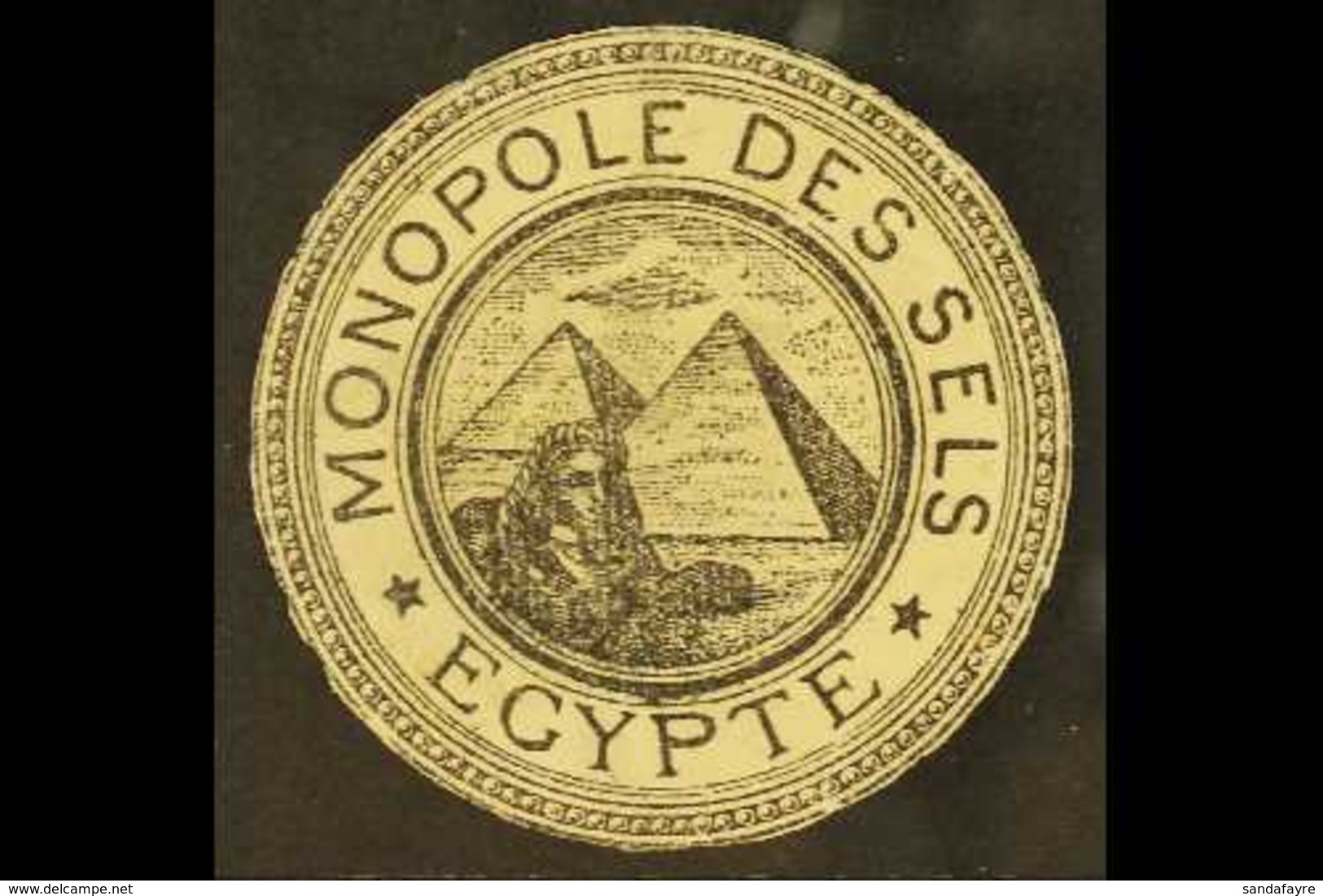 SALT MONOPOLY SEAL  An Interpostal Seal - Style Black On White Circular Seal, Frame Inscribed "Monopole Des Sels / Egypt - Andere & Zonder Classificatie