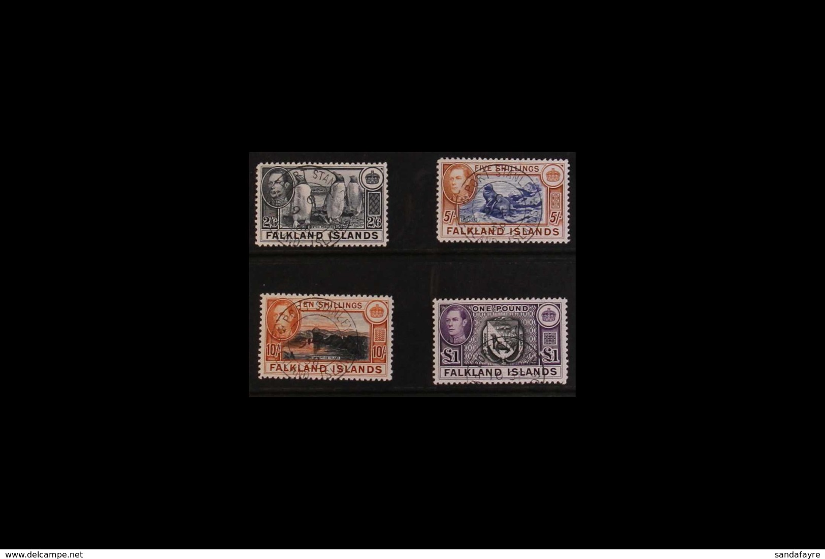 1938-50  Definitive Top Values, 2s6d To £1, SG 160/63, Very Fine Used. (4 Stamps) For More Images, Please Visit Http://w - Islas Malvinas