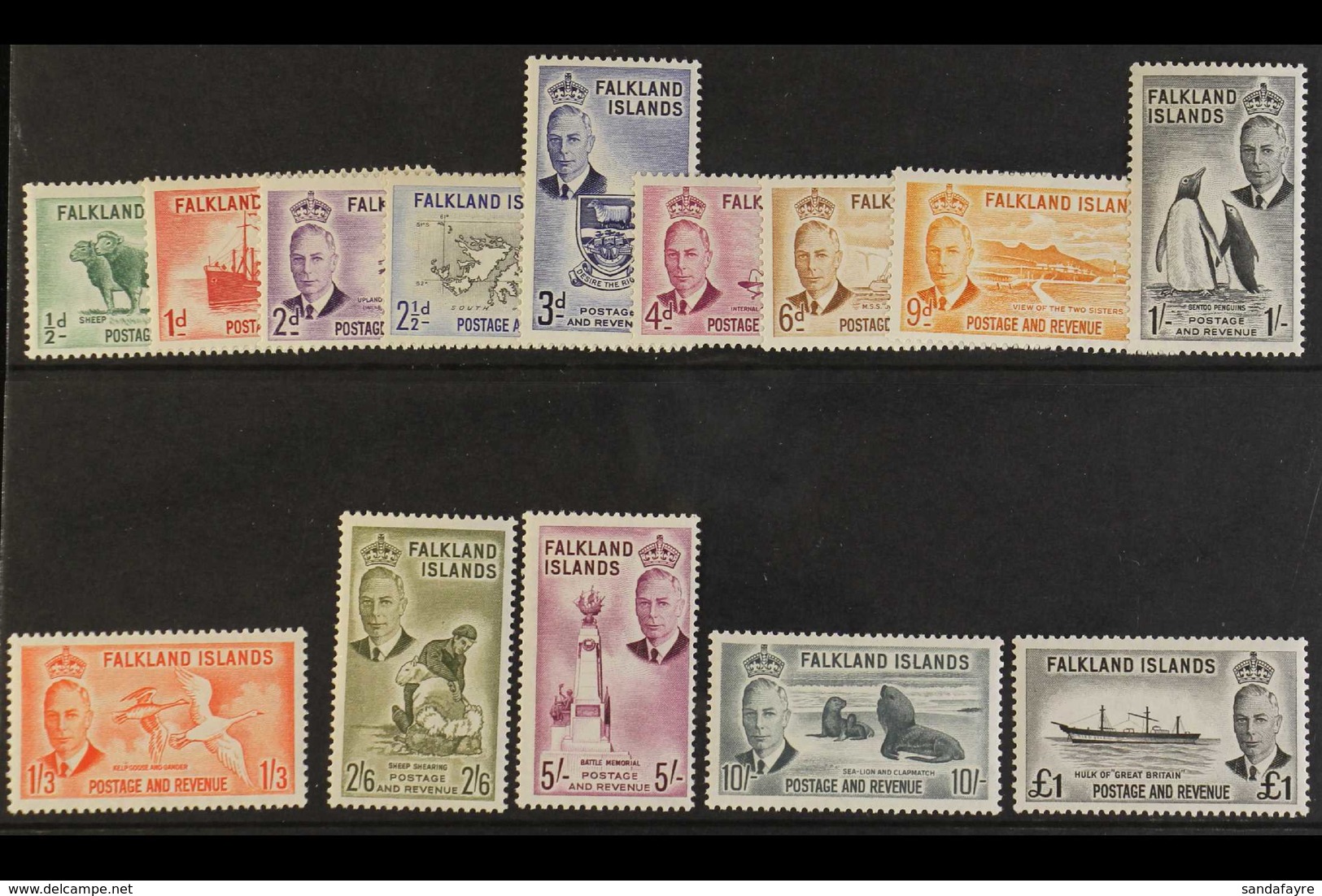 1952  KGVI Definitives Complete Set, SG 172/85, Never Hinged Mint. Lovely! (14 Stamps) For More Images, Please Visit Htt - Falkland