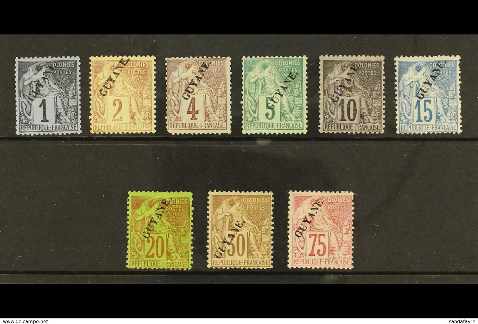 FRENCH GUIANA  1892 "Guyane" Overprints On Commerce Set To 20c, 30c & 75c, SG 20/26, 28 & 31, Fresh Mint, All Expertized - Andere & Zonder Classificatie