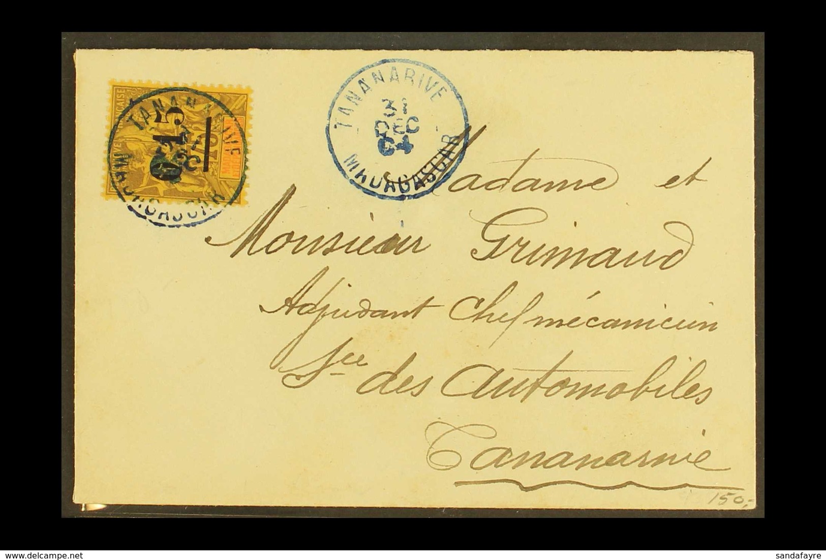 MADAGASCAR  1904 (31 Dec) Cover Addressed Locally, Bearing 1902 "0,15" On 75c Surcharge (Yvert 54, SG 32) Tied By Blue " - Andere & Zonder Classificatie