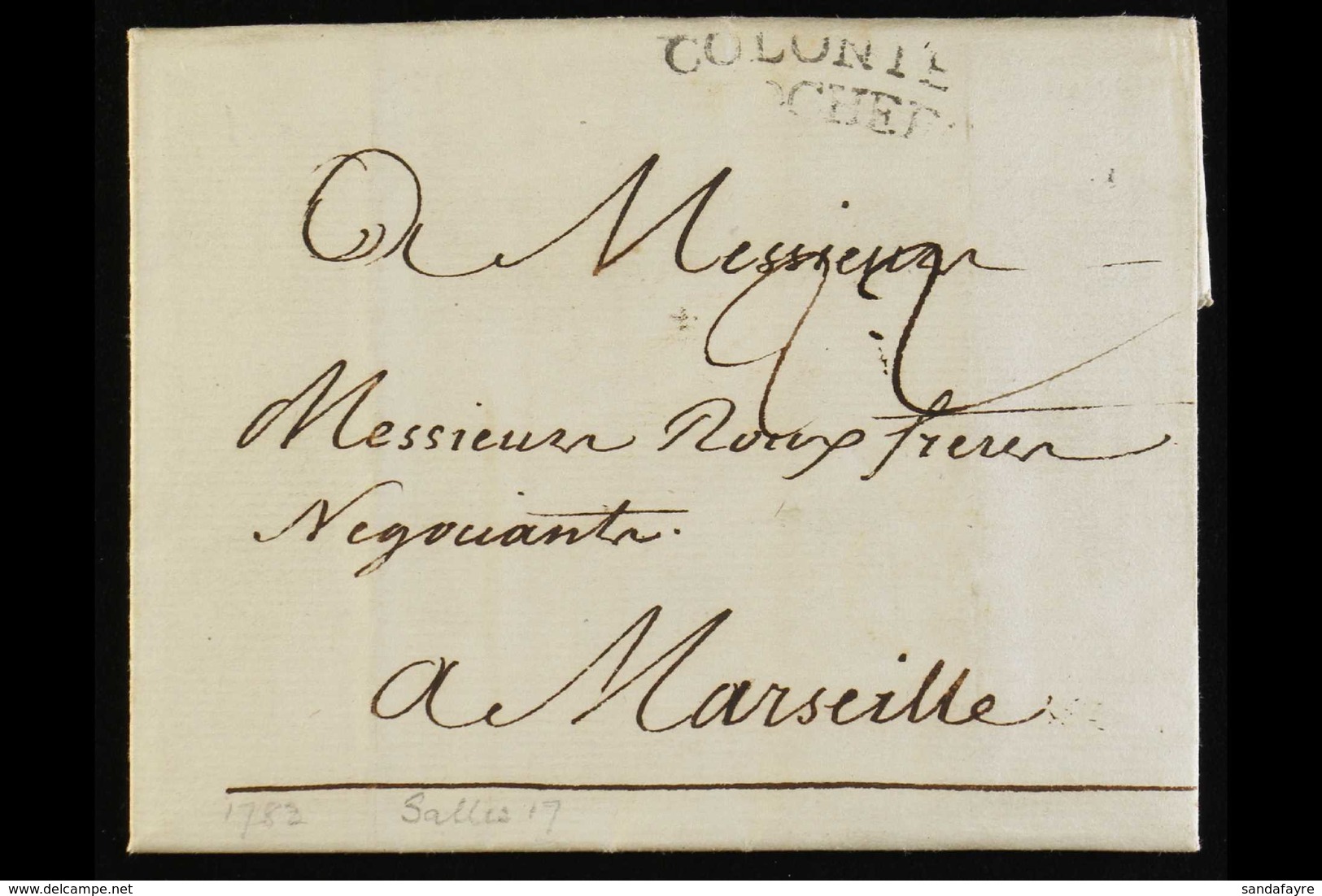 MARTINIQUE  1782 Entire From St Pierre To Marseille, Landed At Rochefort, Where It Received A Strike Of The 2 Line Curve - Andere & Zonder Classificatie