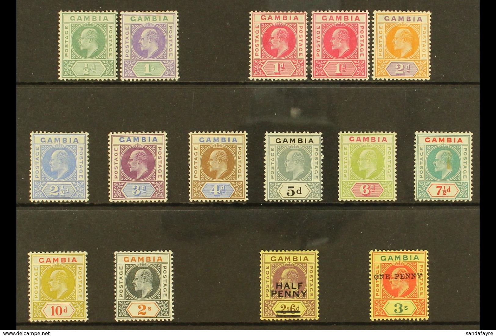 1902-06  KEVII Mint Selection On A Stock Card. Includes 1902-05 ½d & 1s, 1904-06 Range With Most Values To 2s, 1906 Surc - Gambia (...-1964)
