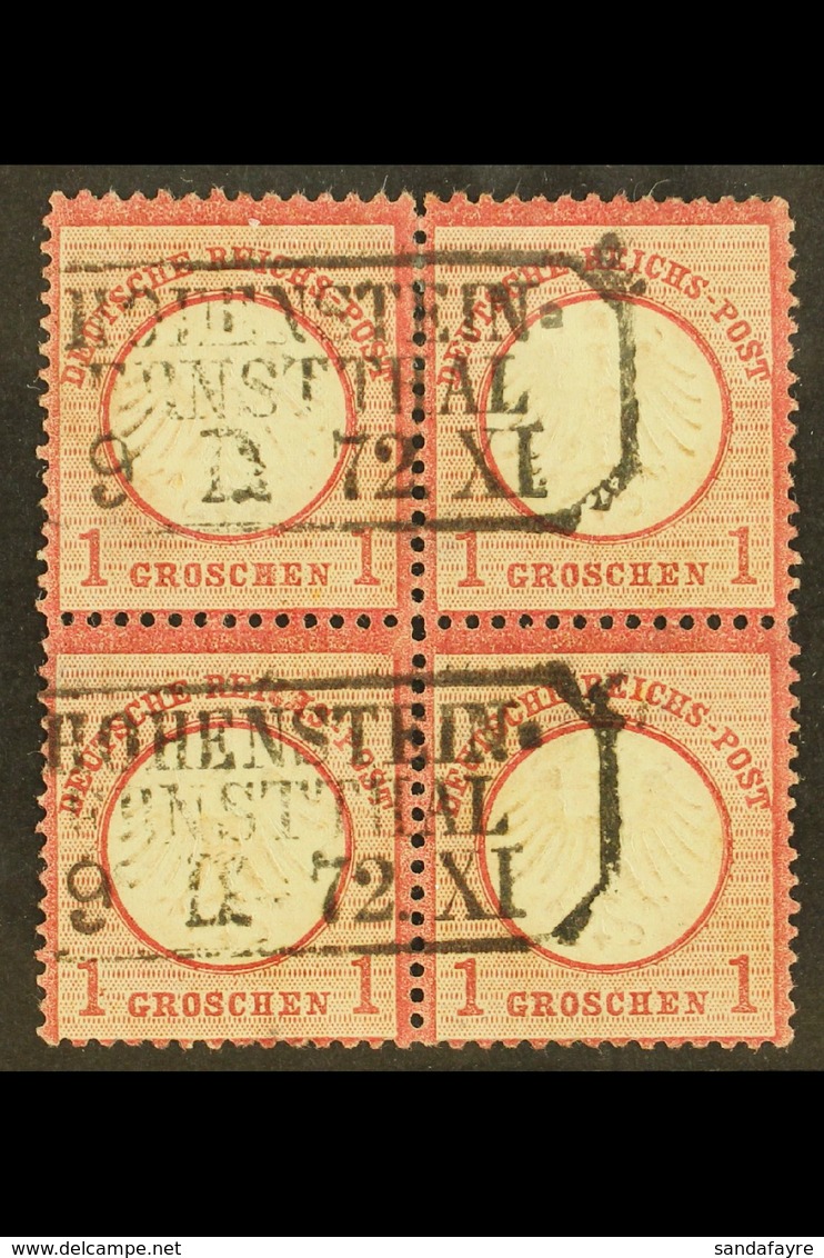 1872  1g Rose-carmine Small Shield (Michel 4, SG 5), Fine Used BLOCK Of 4 Cancelled By Two Boxed "Hohenstein - Ernstthal - Andere & Zonder Classificatie