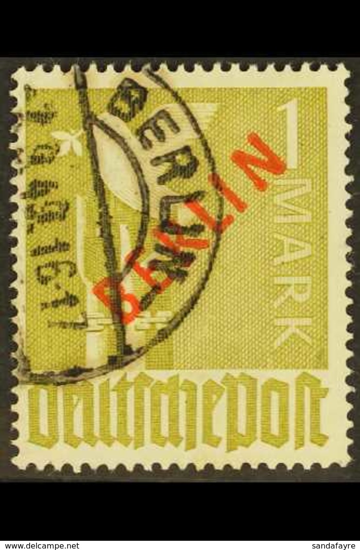 1949  1m Olive-green "BERLIN" Overprint In Red (Michel 33, SG B33), Very Fine Used With Fully Dated "Berlin" Cds Cancel, - Otros & Sin Clasificación