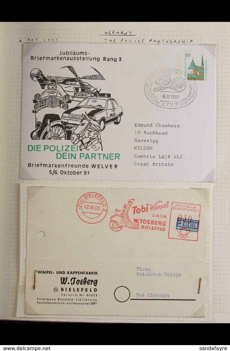MOTORCYCLES  WEST GERMANY 1946-2015 Interesting Collection Of Stamps, Covers & Postcards Written Up In Two Albums, Inclu - Andere & Zonder Classificatie