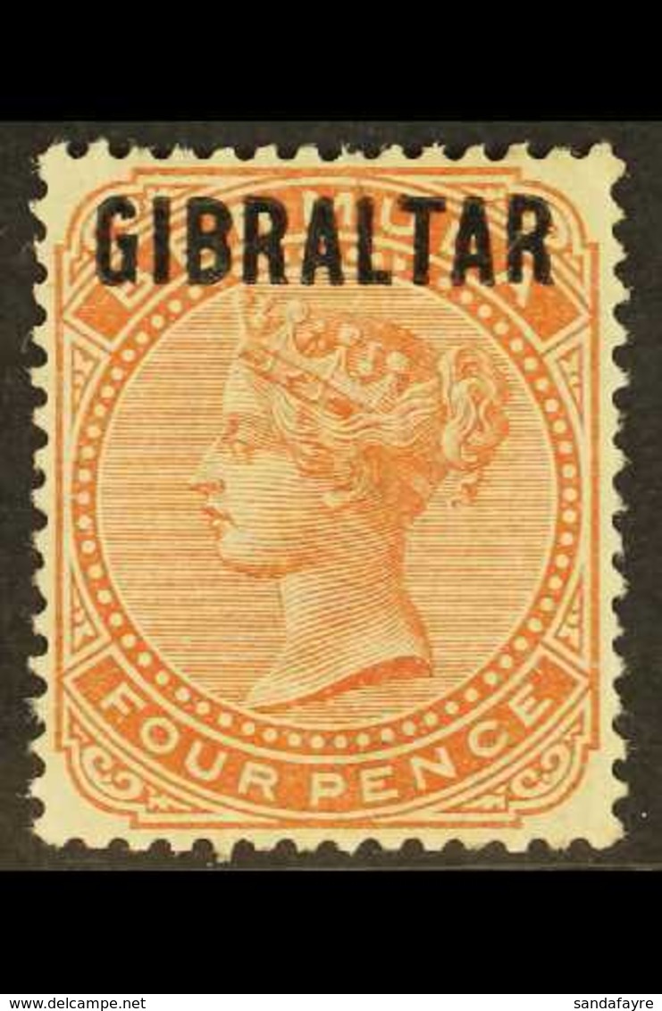 1886  4d Orange Brown "GIBRALTAR" Opt'd, SG 5, Very Fine Mint For More Images, Please Visit Http://www.sandafayre.com/it - Gibraltar