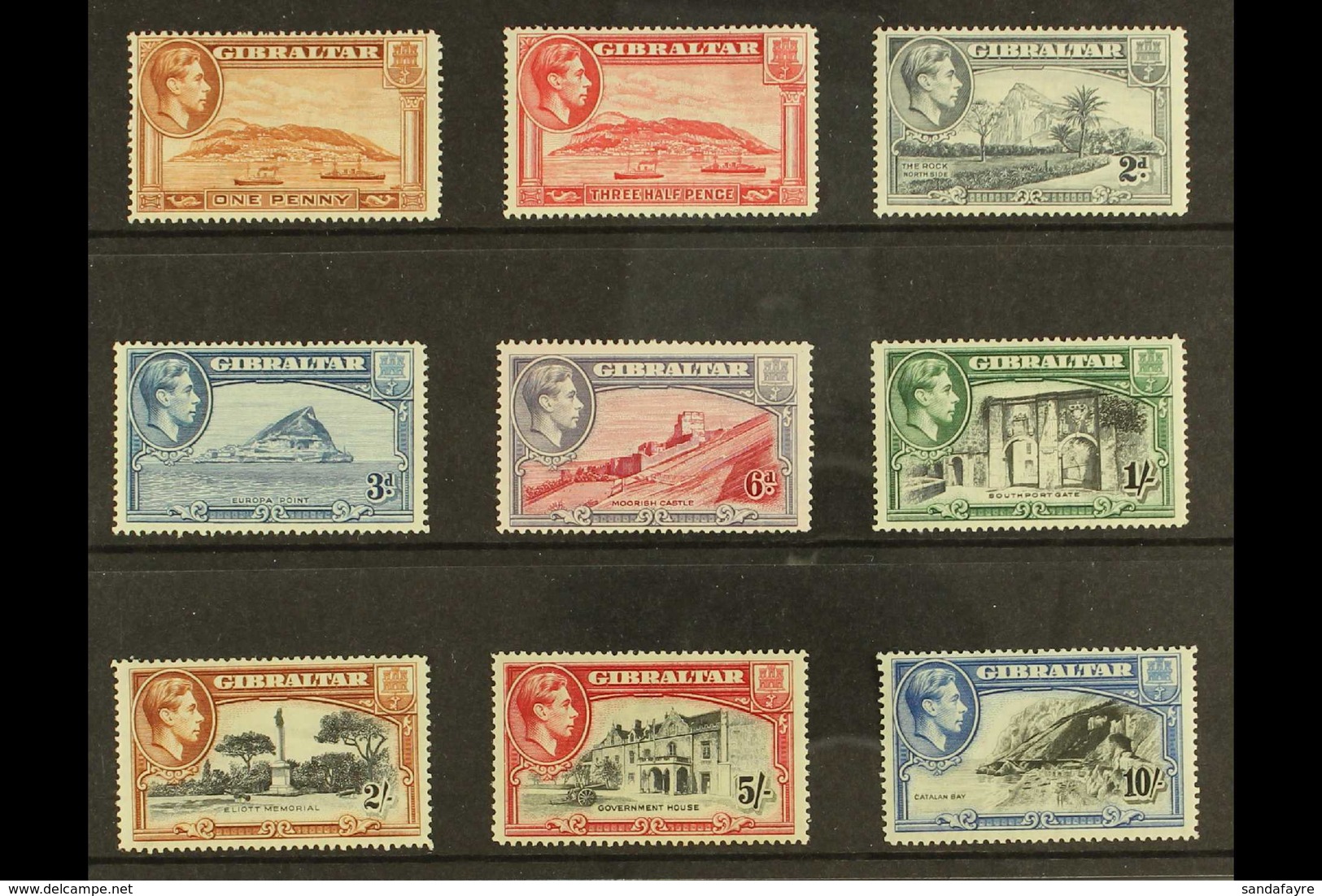 1938-51  A Complete Set Of All The Perf 14 Printings With 1d Yellow-brown, 1½d Carmine, 2d Grey, And 3d Light Blue, Plus - Gibraltar