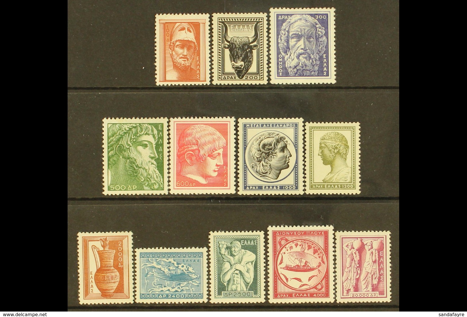 1954  Ancient Greek Art Definitive Set, Mi 603A/614A, SG 713/724, Fine Mint (12 Stamps) For More Images, Please Visit Ht - Sonstige & Ohne Zuordnung