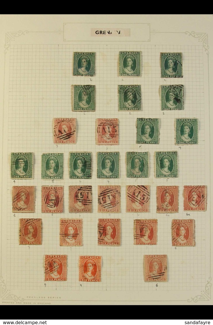 1861-91 FINE USED COLLECTION  On Album Pages, Featuring Classic Issues With Additional Shades Plus A Range Of Surcharges - Grenada (...-1974)