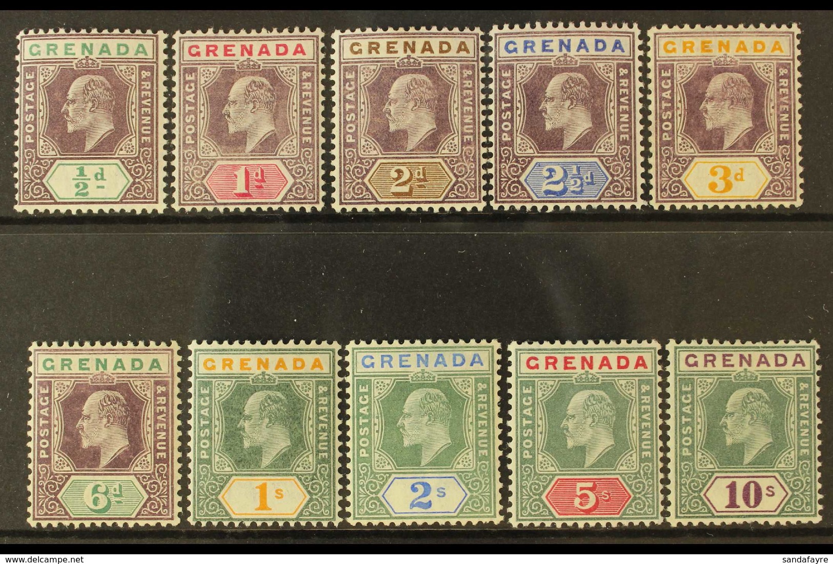 1904-06  Complete Definitive Set, SG 67/76, Fine Mint With Beautiful Fresh Colours. (10 Stamps) For More Images, Please  - Grenada (...-1974)