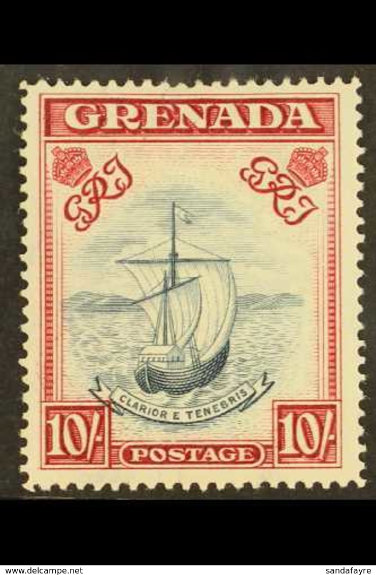1938-50  10s Slate Blue And Carmine Lake, Wide Printing, Perf 14, SG 163d, Very Fine Mint. For More Images, Please Visit - Grenade (...-1974)