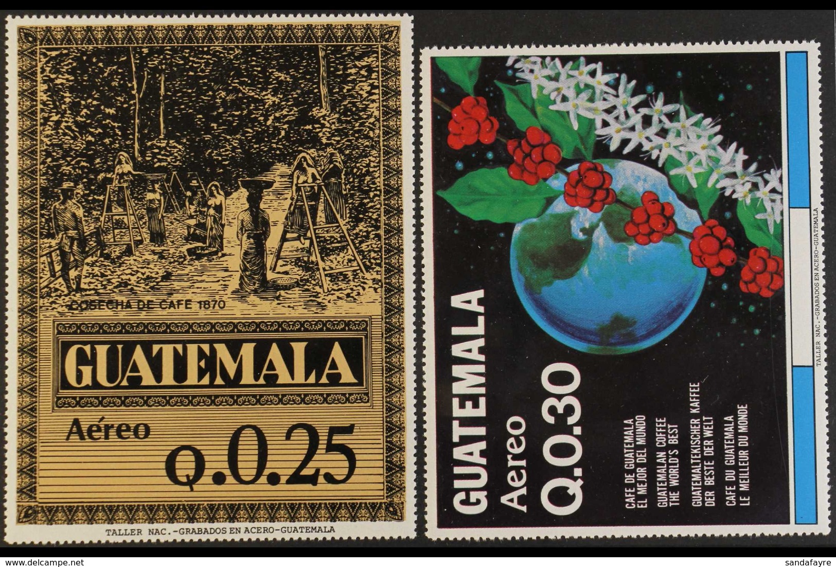 1984  25c & 30c Air Coffee Large Size Stamps (see Note After Scott C789), Never Hinged Mint, Fresh & Scarce. (2 Stamps)  - Guatemala