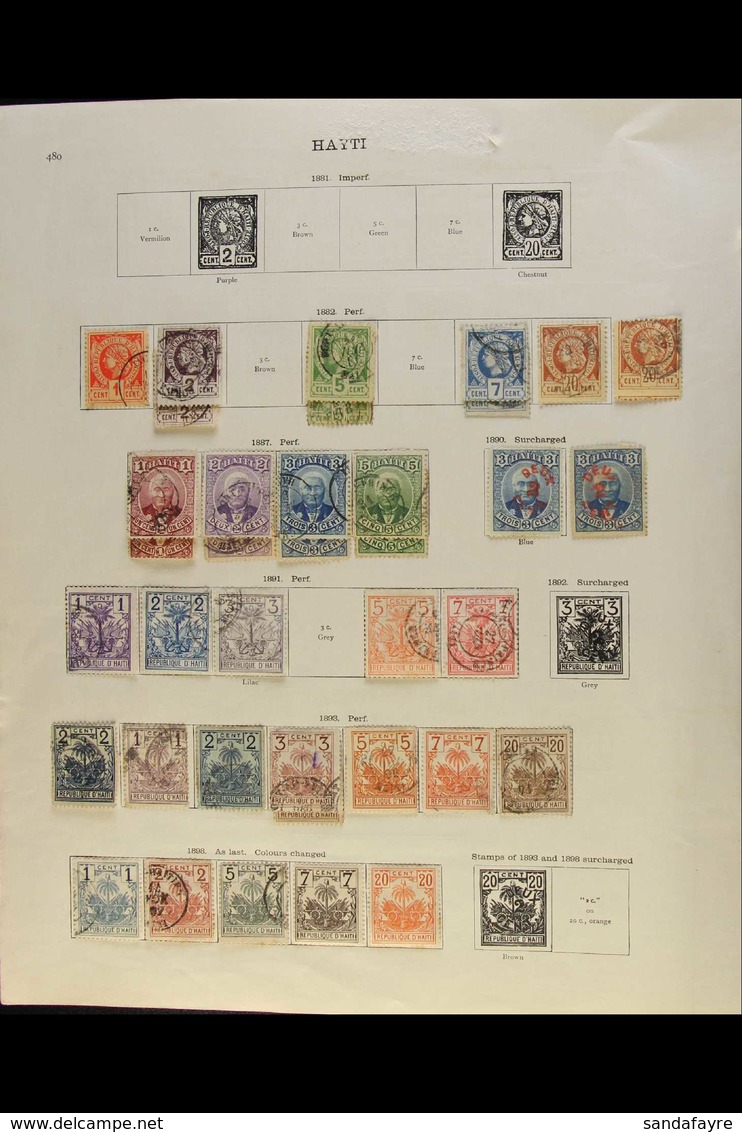 1882-1935 OLD COLLECTION  On Pages, Mint & Used Stamps, Inc Various Surcharges & Handstamps Etc. (approx 195 Stamps) For - Haïti