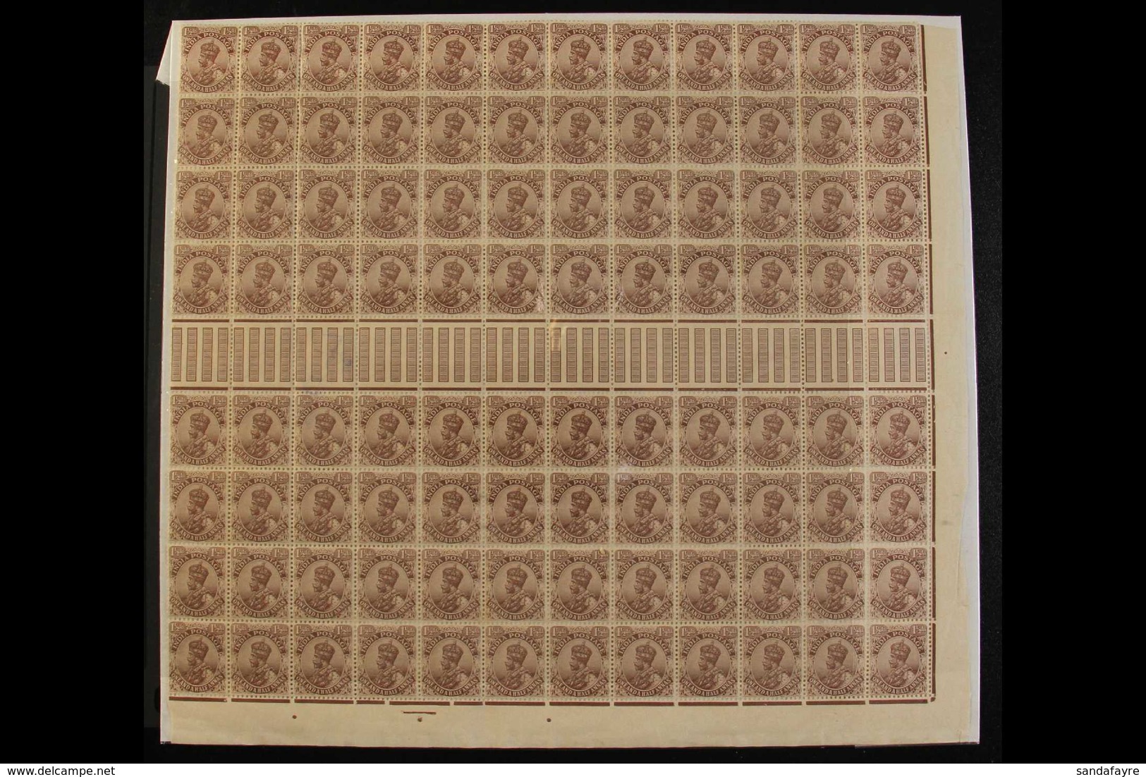 1921 LARGE MULTIPLE - DISPLAY ITEM  1a Chocolate, Type B, SG 165, A Lovely Never Hinged Mint Inter-pannau Complete Block - Andere & Zonder Classificatie