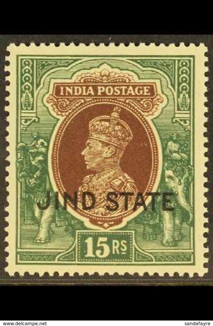 JIND  1937-38 KGVI 15r Brown & Green, SG 125, Never Hinged Mint. For More Images, Please Visit Http://www.sandafayre.com - Andere & Zonder Classificatie