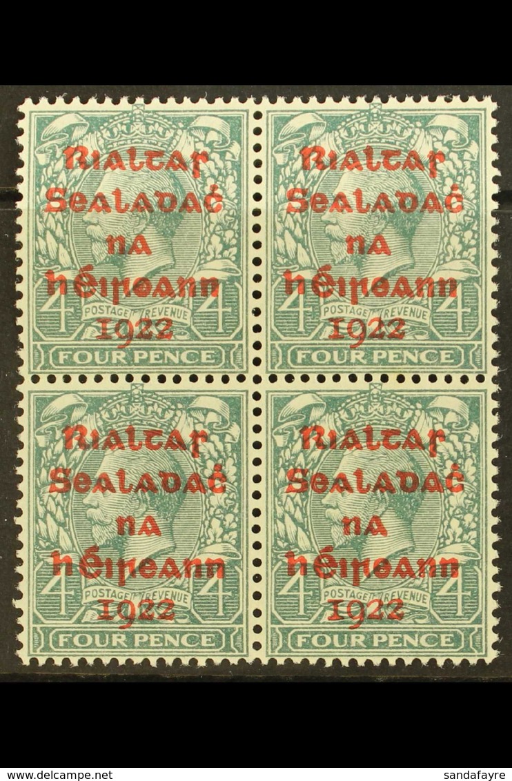1922 DOLLARD  4d Grey-green With Carmine Overprint, SG 6c, Superb Never Hinged Mint Block Of Four. For More Images, Plea - Altri & Non Classificati