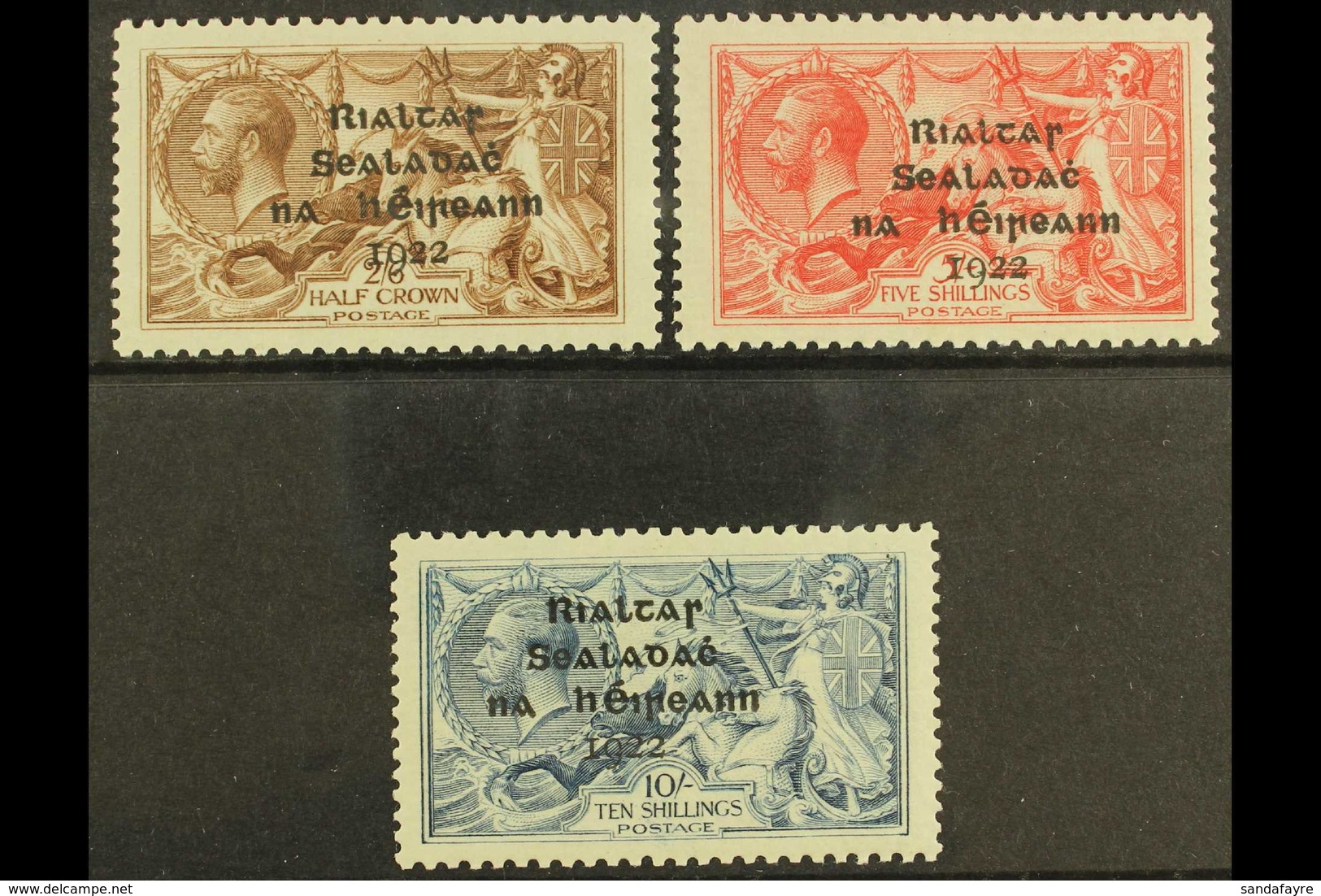 1922  Seahorses Dollard Overprints Complete Set (SG 17/21, Hibernian T12/14), Superb Mint With Only Minimal Hinge Marks, - Other & Unclassified