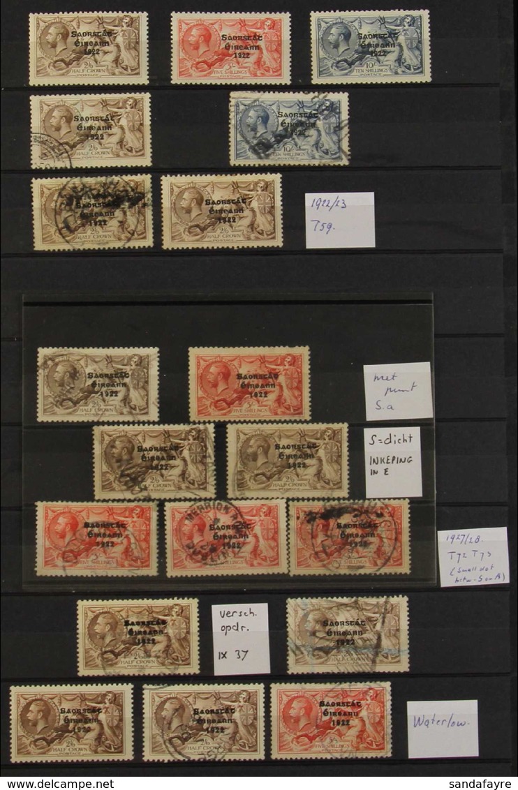 1922-1935 IRISH FREE STATE 3-LINE OVERPRINTS ON GB.  A Most Interesting Collection, Haphazardly Presented On Stock Pages - Andere & Zonder Classificatie