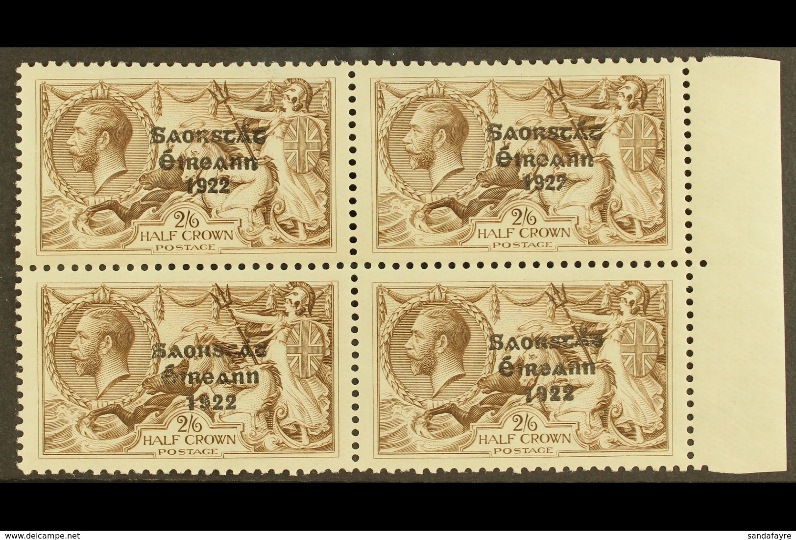 1925  2s 6d Chocolate Brown, SG 83, Marginal Block Of 4 Showing The Variety "Wide And Narrow Date" As 2 Vertical Pairs,  - Andere & Zonder Classificatie