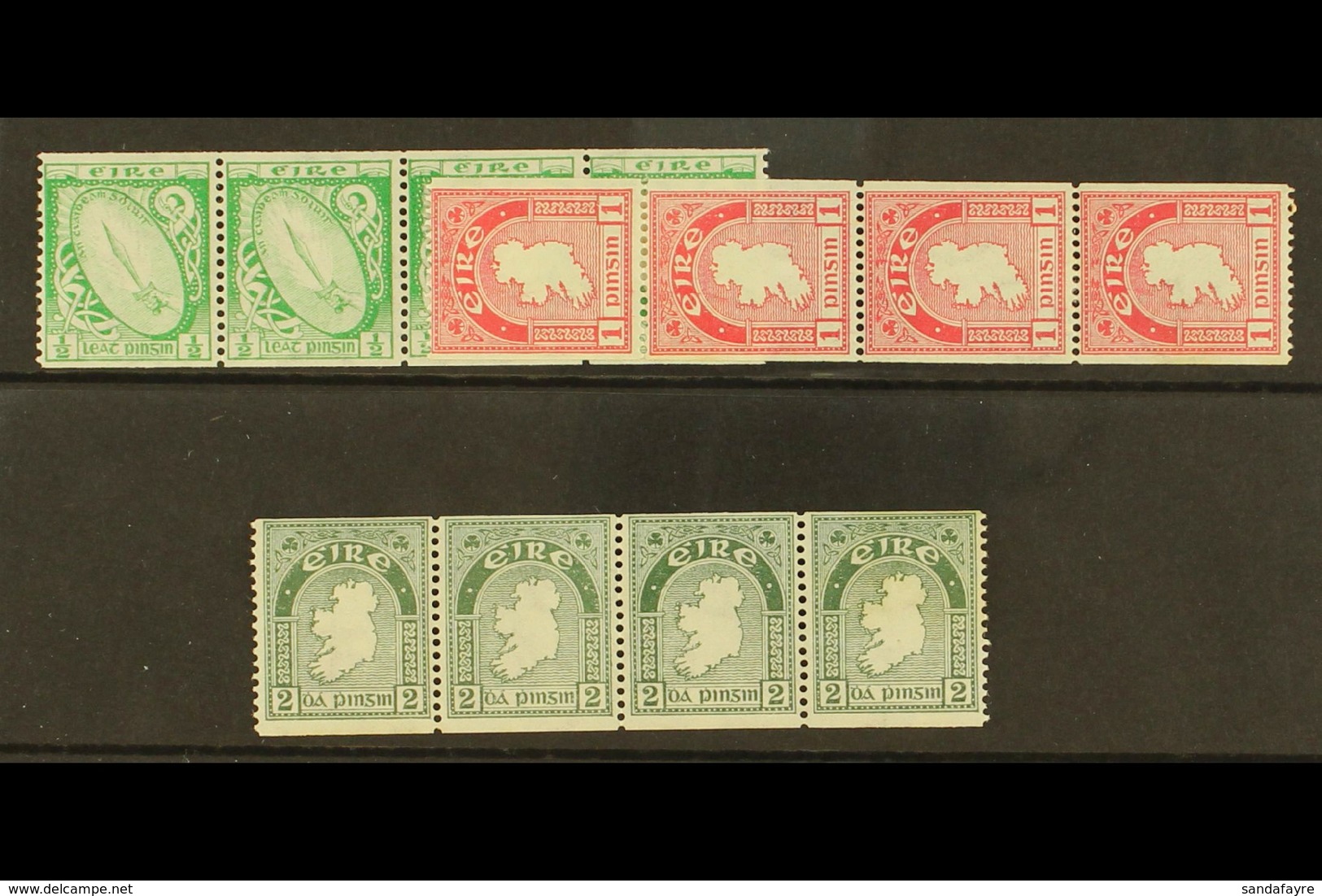 1934 COIL STAMPS  Fine Mint Strips Of Four Of ½d (3 Are Nhm), 1d (3 Are Nhm) And 2d (2 Are Nhm), SG 71a, 72c, 74a. (3 St - Andere & Zonder Classificatie