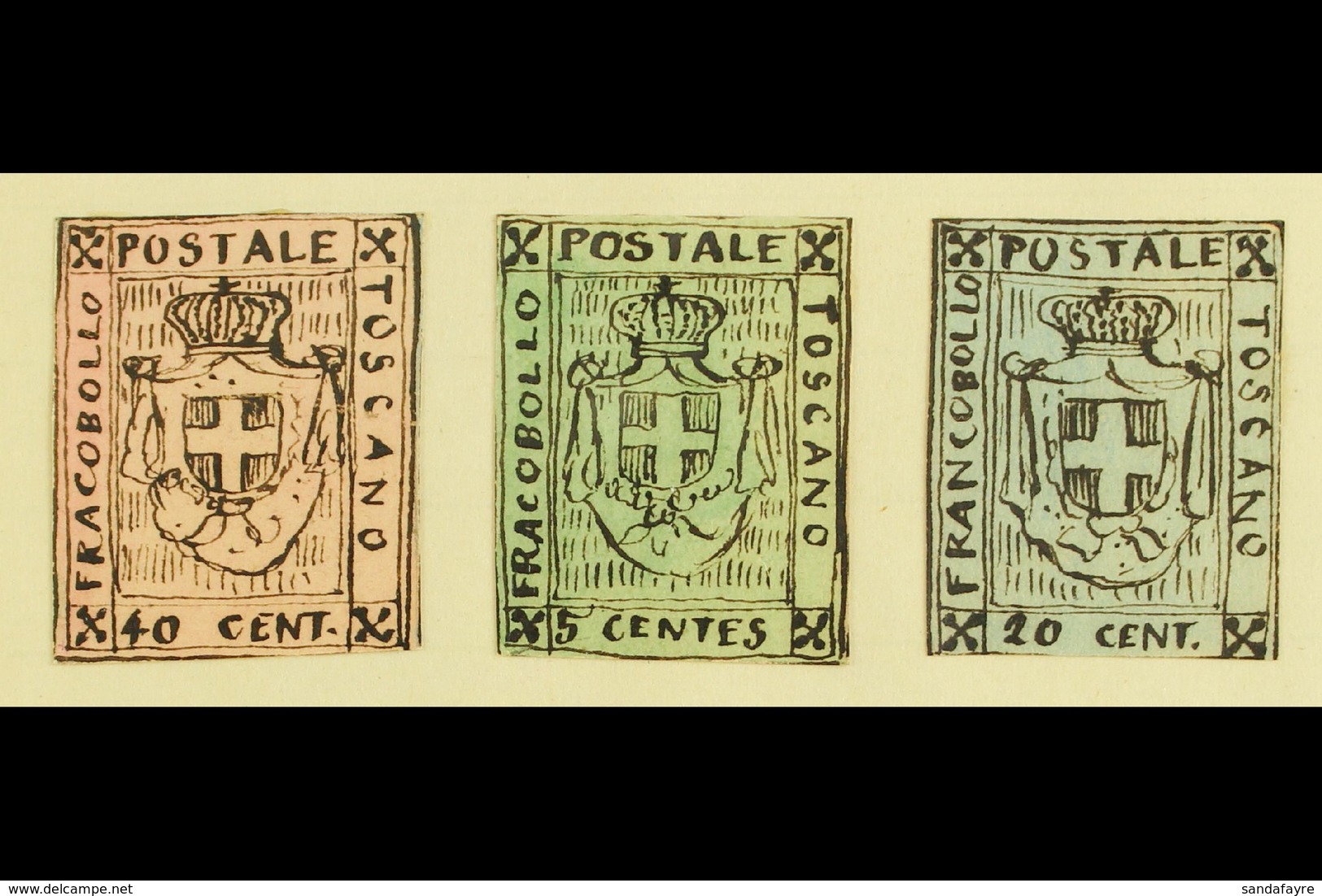 1861 HAND PAINTED STAMPS  Unique Miniature Artworks Created By A French "Timbrophile" In 1861. TUSCANY With 1860 "Arms O - Zonder Classificatie